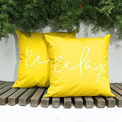 2 Pack UV Protection Throw Pillow Case Hello Printing Garden Balcony Cushion Cover for Patio Sofa Couch Christmas Decor 18x18 45x45cm Red Lewondr Waterproof Outdoor Throw Pillow Cover